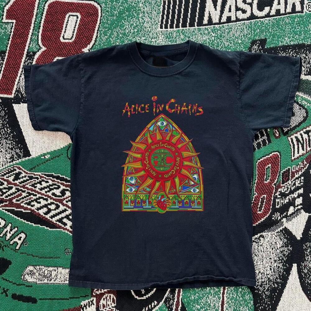 Alice In Chains Stained Glass Window Sun Grunge Black T-Shirt